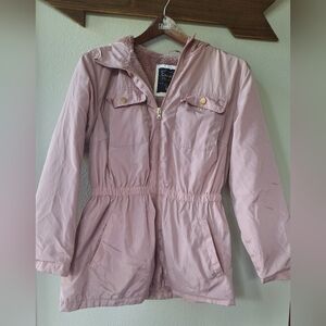 Cavalini Womens Light Mauve Jacket Full Zip Hood Pockets  Size Petite Large